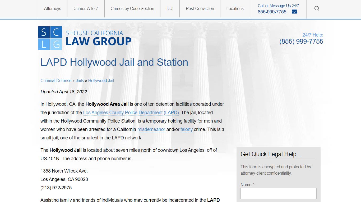 The Hollywood Jail | Information Re Bail & Visiting Inmates